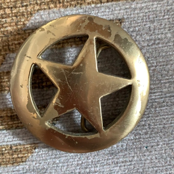 Solid Brass 5 Point Star Belt Buckle 